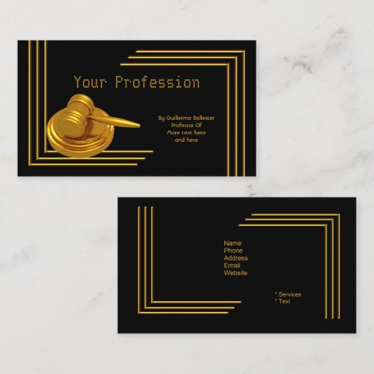 プロフェッショナルエレガント専門金ゴールドハンマー 名刺 (正面/裏面)