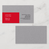 プロフェッショナルエレガント平易ミニマル赤灰色 名刺 (正面/裏面)