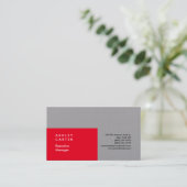 プロフェッショナルエレガント平易ミニマル赤灰色 名刺 (スタンド正面)