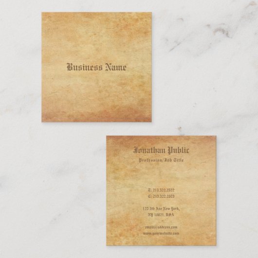 プロフェッショナルエレガント懐かしい紙ルッククール スクエア名刺 (正面/裏面)