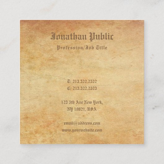 プロフェッショナルエレガント懐かしい紙ルッククール スクエア名刺 (裏面)