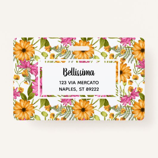 プロフェッショナルエレガント水彩フローラピンク黄 バッジ (裏面)