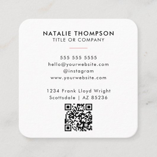 プロフェッショナルエレガント水彩ワイルドフラワーQRコード スクエア名刺 (正面)