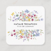 プロフェッショナルエレガント水彩ワイルドフラワーQRコード スクエア名刺 (裏面)