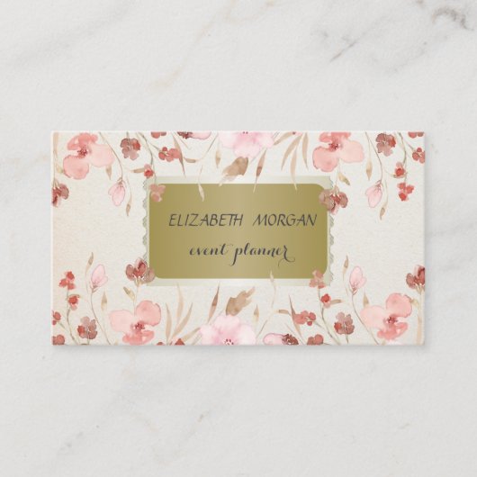 プロフェッショナルエレガント牧草地の花 名刺 (正面)