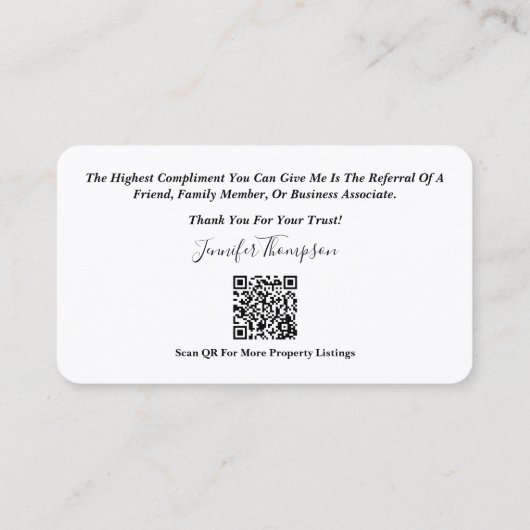 プロフェッショナルエレガント用不動産仲介業者名刺 名刺 (裏面)