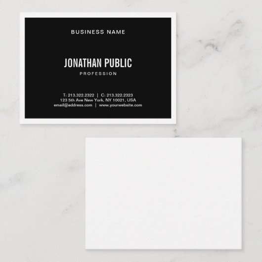 プロフェッショナルエレガント白黒モダンシンプル 名刺 (正面/裏面)