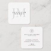 プロフェッショナルエレガント白黒モノグラム スクエア名刺 (正面/裏面)