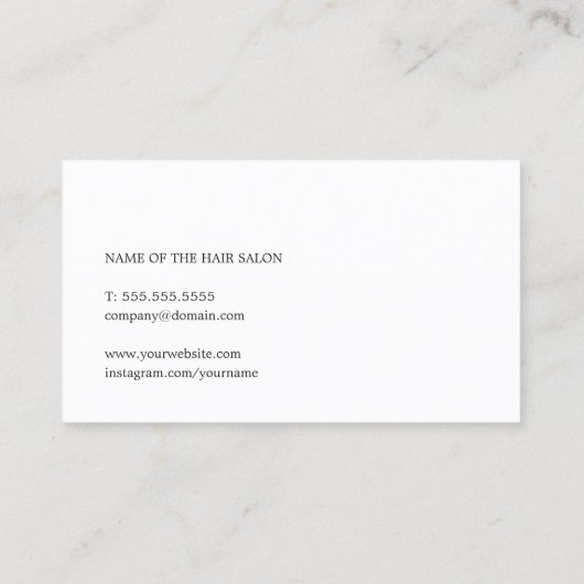 プロフェッショナルエレガント白黒美容師 名刺 (裏面)