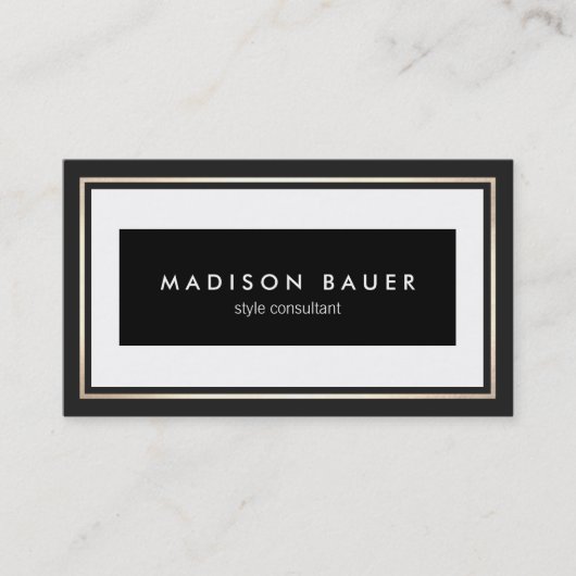 プロフェッショナルエレガント白黒金ゴールド縁ど 名刺 (正面)