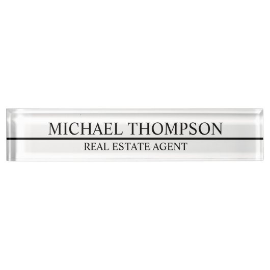 プロフェッショナルエレガント白黒 デスクネームプレート (正面)