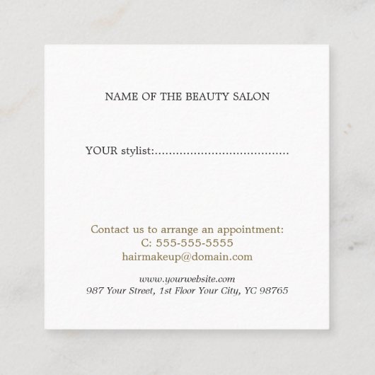 プロフェッショナルエレガント美しいサロンクーポン 割引カード (裏面)