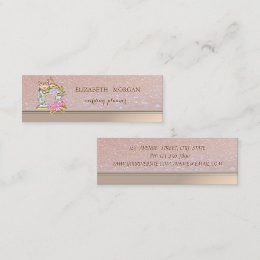 プロフェッショナルエレガント裁縫マシンの猫のキラキラ スキニー名刺 (正面/裏面)