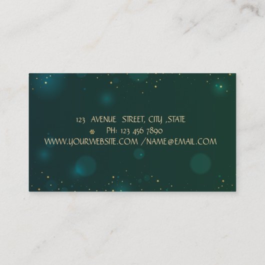 プロフェッショナルエレガント金ゴールドグリッターヨガガガールグリーン 名刺 (裏面)