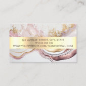 プロフェッショナルエレガント金ゴールドストライプピンクマーブル 名刺 (裏面)