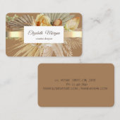 プロフェッショナルエレガント金ゴールドストライプボホフラワーズ 名刺 (正面/裏面)