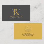 プロフェッショナルエレガント金ゴールドダークグレーモノグラム 名刺 (正面/裏面)