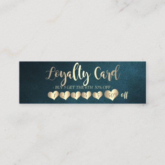 プロフェッショナルエレガント金ゴールドハートグリーンレザー ロイヤリティカード (正面)