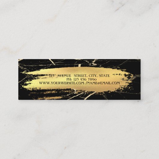 プロフェッショナルエレガント金ゴールドブラシストローク、大理石 スキニー名刺 (裏面)