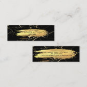 プロフェッショナルエレガント金ゴールドブラシストローク、大理石 スキニー名刺 (正面/裏面)