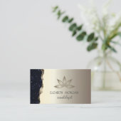プロフェッショナルエレガント金ゴールドブラックグリッターロータス 名刺 (スタンド正面)
