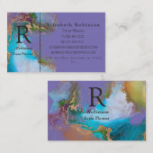 プロフェッショナルエレガント金ゴールドブルーパープルペリウィンクル 名刺 (正面/裏面)