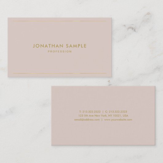 プロフェッショナルエレガント金ゴールドモダン文字ミニマル 名刺 (正面/裏面)