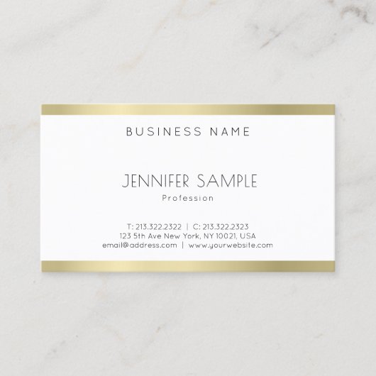 プロフェッショナルエレガント金ゴールドルッお洒落クプレーンモダン 名刺 (正面)