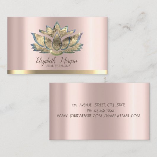 プロフェッショナルエレガント金ゴールドロータスバラ金ゴールド 名刺 (正面/裏面)