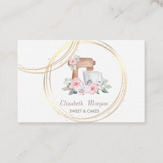 プロフェッショナルエレガント金ゴールド円ケーキミキサー 名刺 (正面)