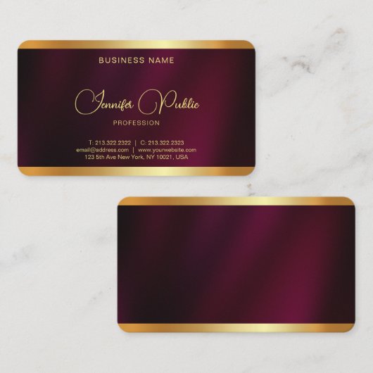 プロフェッショナルエレガント金ゴールド文字丸コーナー 名刺 (正面/裏面)