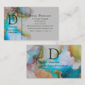 プロフェッショナルエレガント金ゴールド淡灰色青紫 名刺 (正面/裏面)