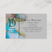 プロフェッショナルエレガント金ゴールド淡灰色青紫 名刺 (正面)