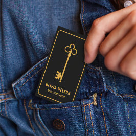 プロフェッショナルエレガント金ゴールド&ブラック実在エテートシック 名刺