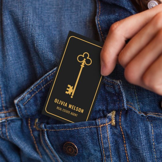 プロフェッショナルエレガント金ゴールド&ブラック実在エテートシック 名刺