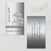 プロフェッショナルエレガント銀きらびやかなシルエット 名刺 (正面/裏面)