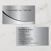 プロフェッショナルエレガント銀モダンブラックメタル 名刺 (正面/裏面)