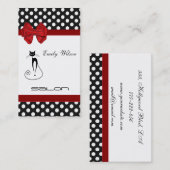 プロフェッショナルエレガント高級ブラックキャット水玉模様 名刺 (正面/裏面)