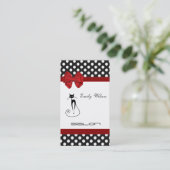 プロフェッショナルエレガント高級ブラックキャット水玉模様 名刺 (スタンド正面)