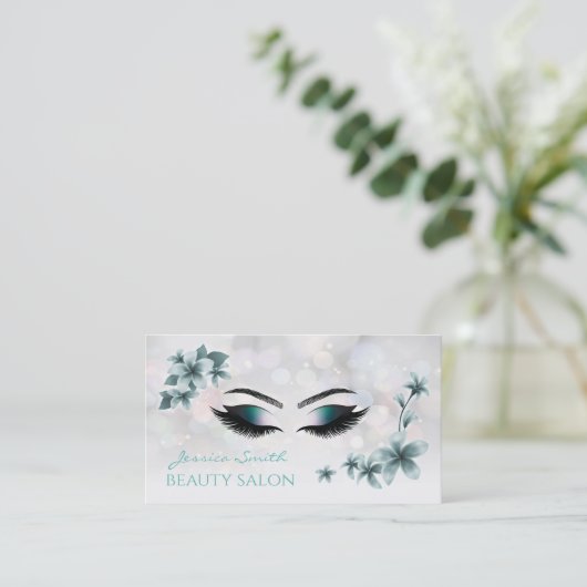 プロフェッショナルエレガント高級《写真》ぼけ味フローラメーキャップ 名刺 (スタンド正面)