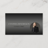 プロフェッショナルエレガント黒ミニマルグラデーション写真 名刺 (正面)