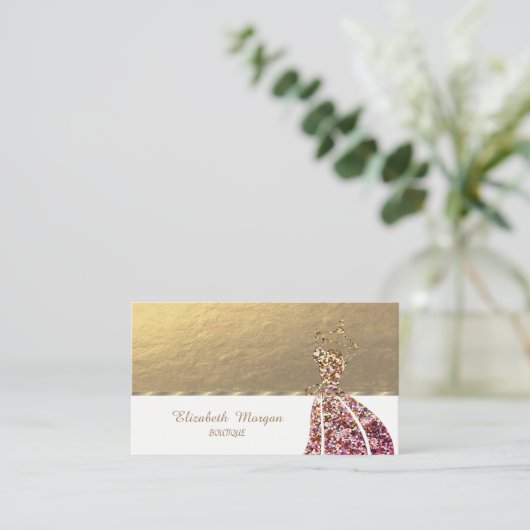 プロフェッショナルエレガント、シックグリッタードレス 名刺 (スタンド正面)