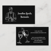 プロフェッショナルオスのバーテンダーブラックとホワイト 名刺 (正面/裏面)