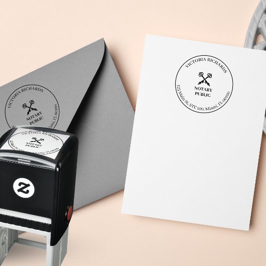 プロフェッショナルオフィスクロス鍵&ペンロゴ公証人 セルフインキングスタンプ