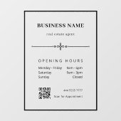 プロフェッショナルオフィス用QRコード付き営業時間ステッカー ウィンドウサイン (シート)