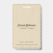 プロフェッショナルオフ白いステッチフェイクレザーフォト バッジ (Back)