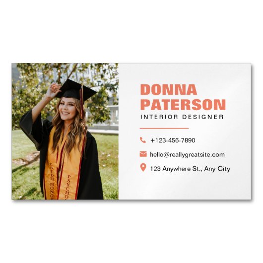 プロフェッショナルオレンシンプルジモダンミニマルコール マグネット名刺 (正面)