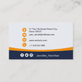 プロフェッショナルオレンジのロゴを追加QRコードフォト 名刺 (裏面)