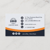 プロフェッショナルオレンジのロゴを追加QRコードフォト 名刺 (裏面)