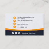 プロフェッショナルオレンジのロゴを追加QRコードフォト 名刺 (裏面)